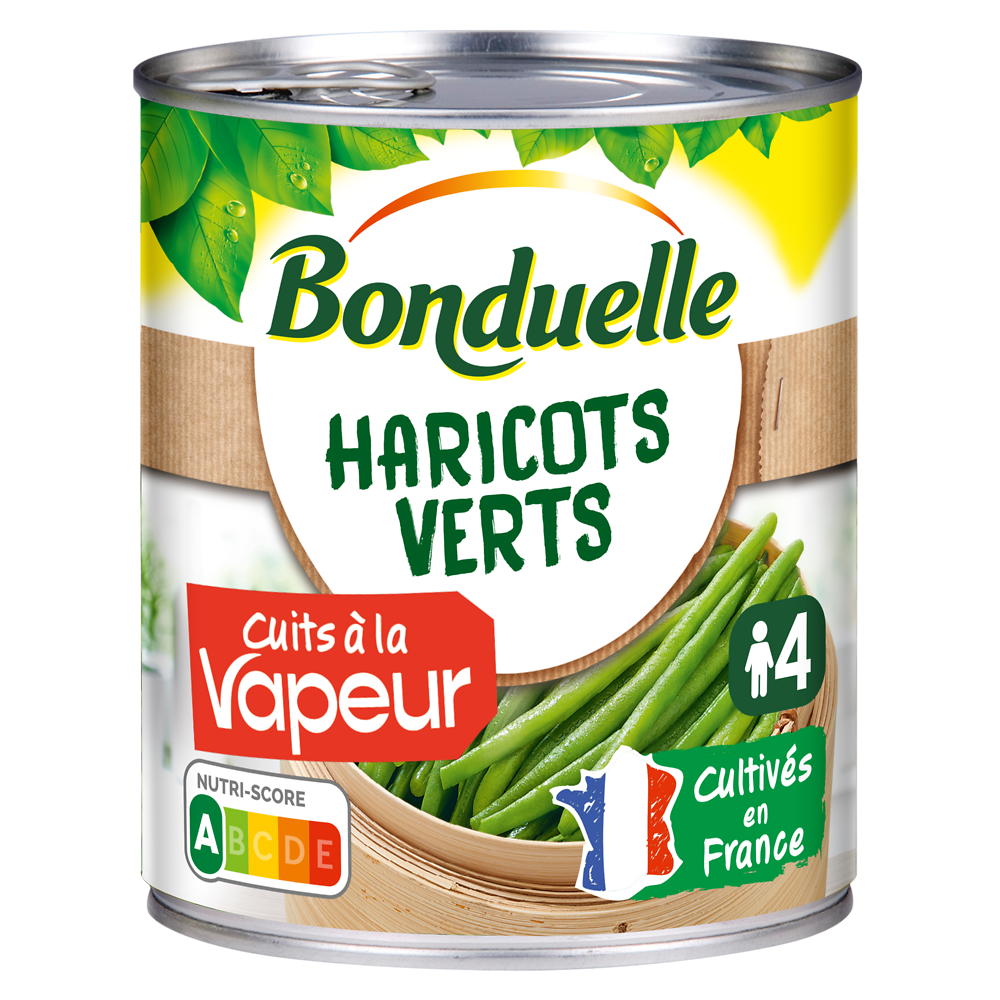 Haricots verts Cuisson vapeur BONDUELLE - Boîte de 440g net égoutté