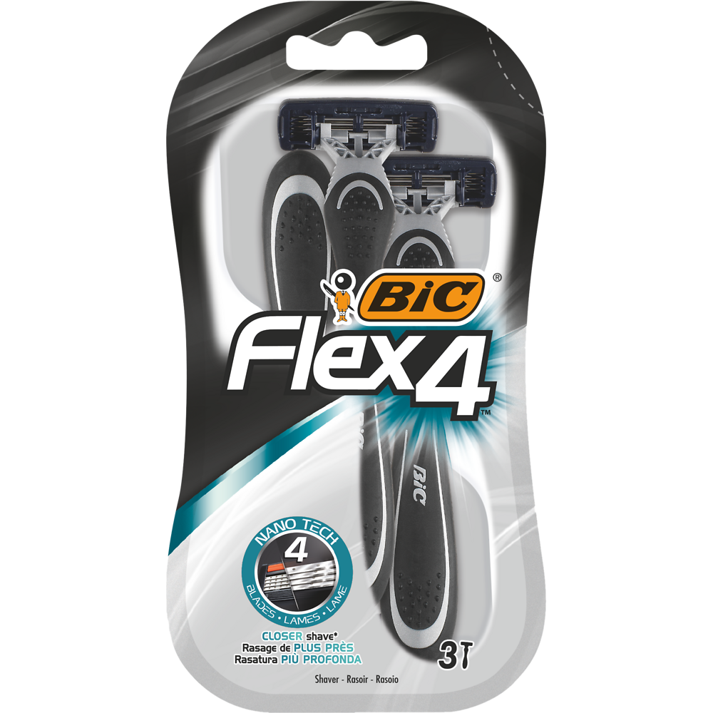 Rasoir jetable masculin 4 lames flex 4 comfort blister BIC,  x3