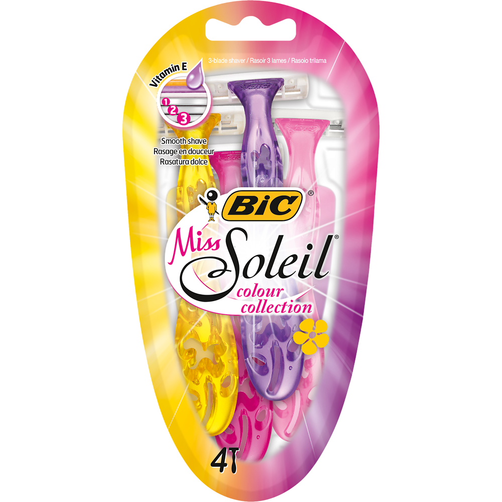 Rasoirs jetables féminin Miss soleil color sous blister, BIC, x4