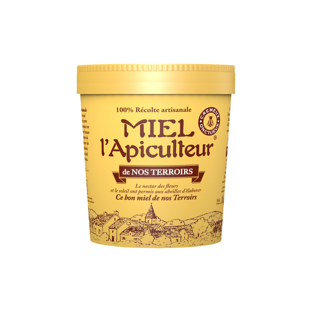 Miel de nos terroirs crèmeux MIEL L'APICULTEUR, pot en carton, 1kg