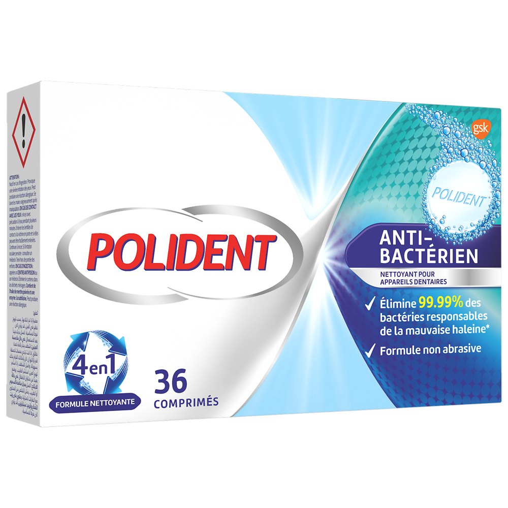 Nettoyant appareil dentaire anti-bactérien POLIDENT x36