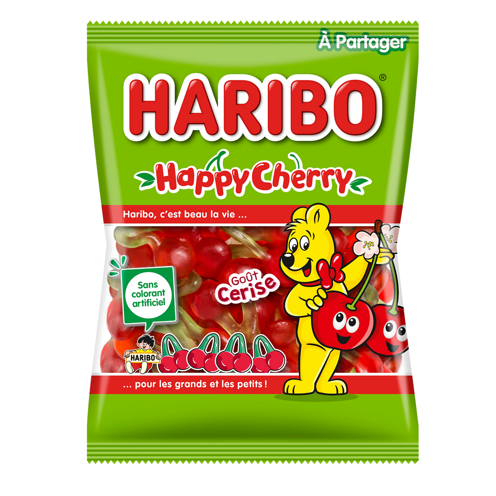 Bonbon happy cherry HARIBO, sachet 220g