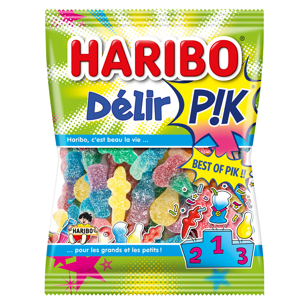 Bonbons gélifiés acides Delir' Pik HARIBO, sachet de 275g