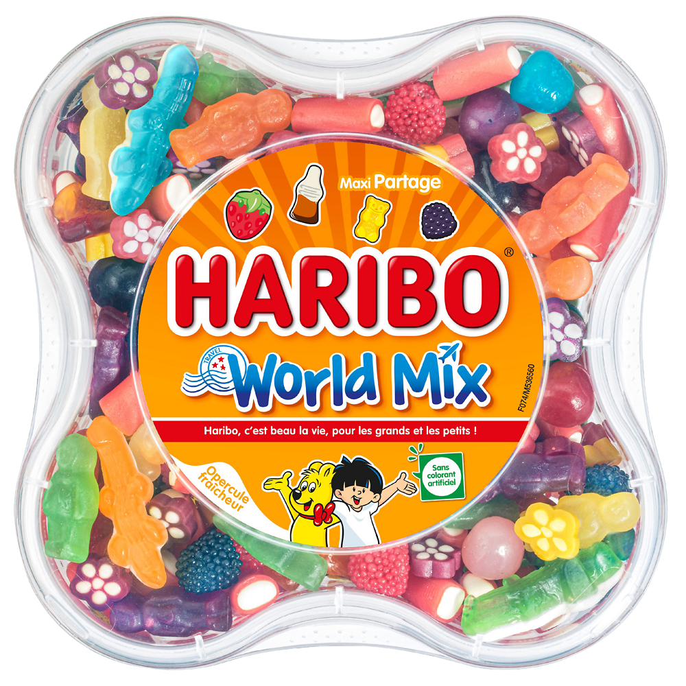 Assortiment de bonbons world mix HARIBO, boîte de 750g