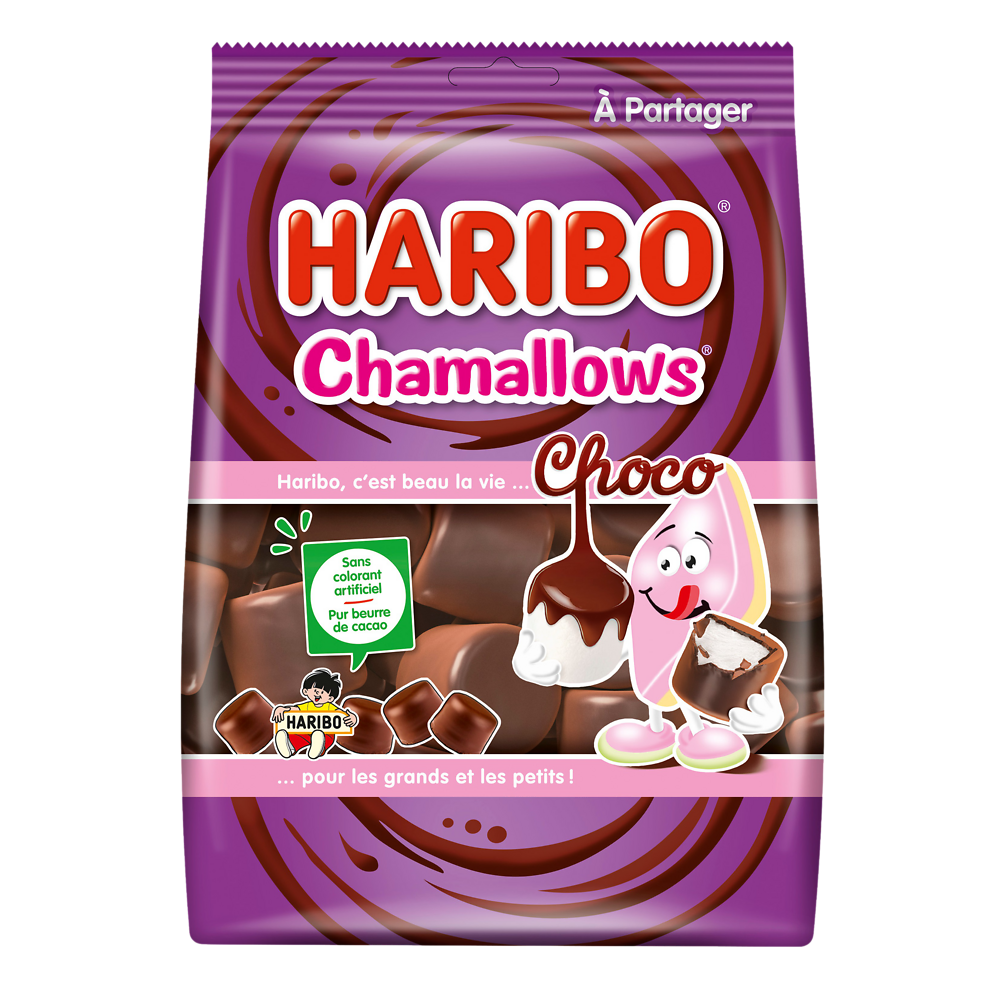 Confiserie chamallows choco HARIBO, sachet de 160g