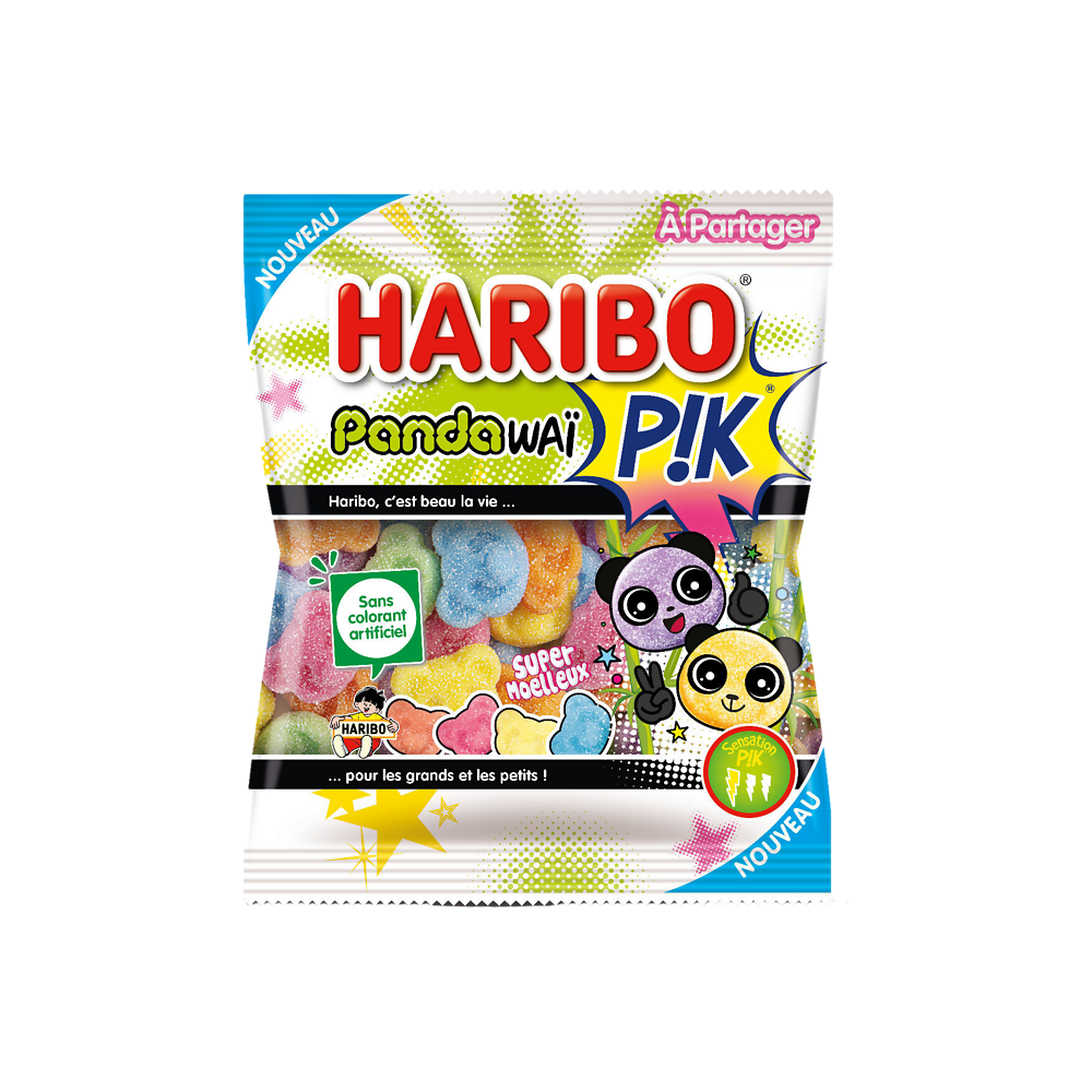 Confiserie gélifiée acidifiée pandawai pik HARIBO 200g