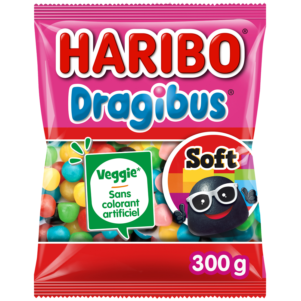 Confiserie dragéifiée dragibus soft HARIBO sachet 300g