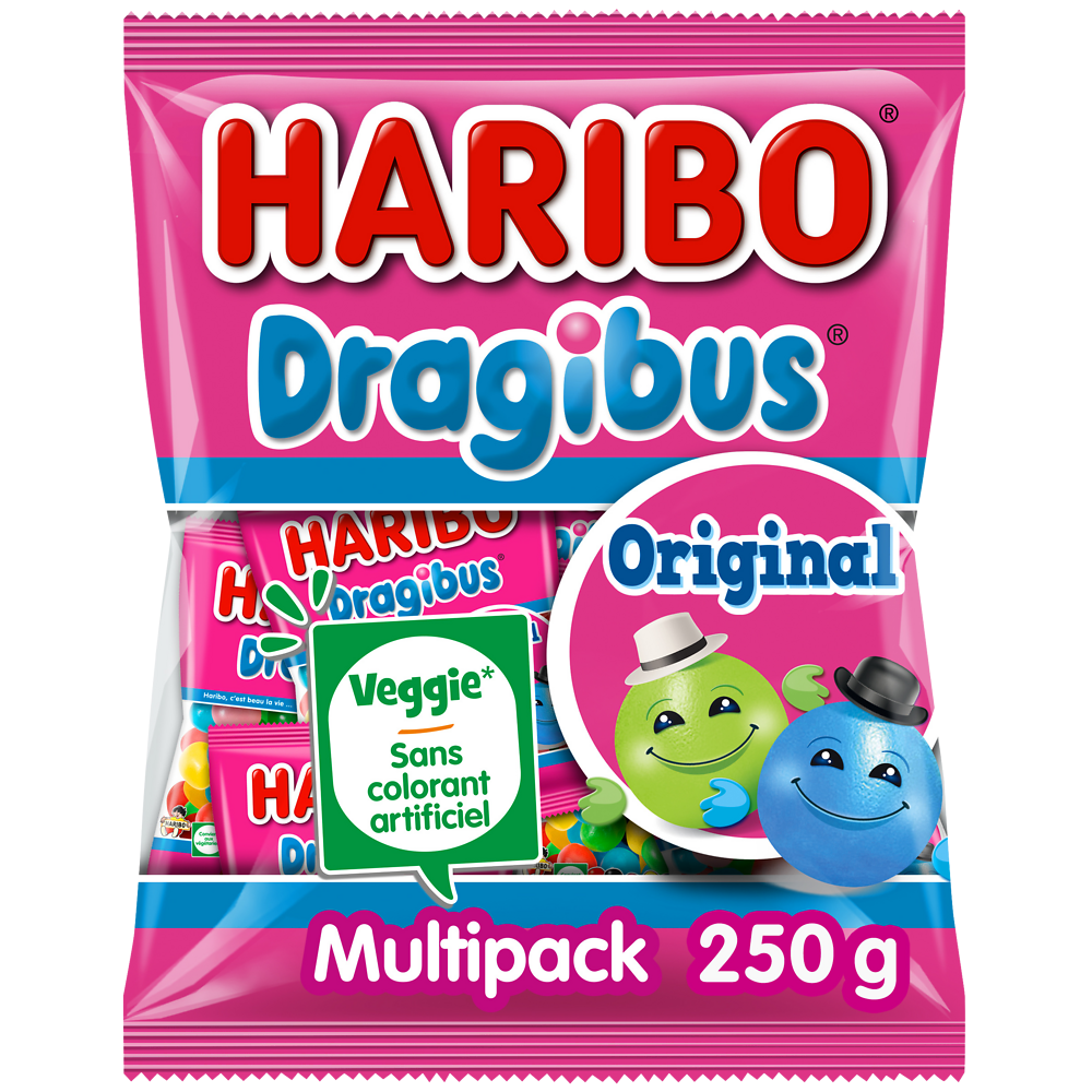 Bonbon dragéifié Dragibus HARIBO sachet multipack 250g