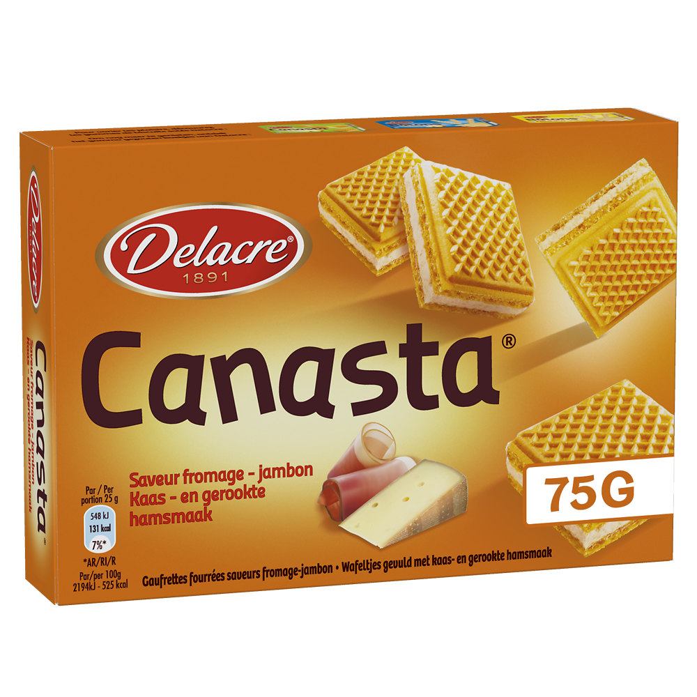 Biscuits apéritif Canasta au fromage saveur jambon fumé DELACRE, 75g