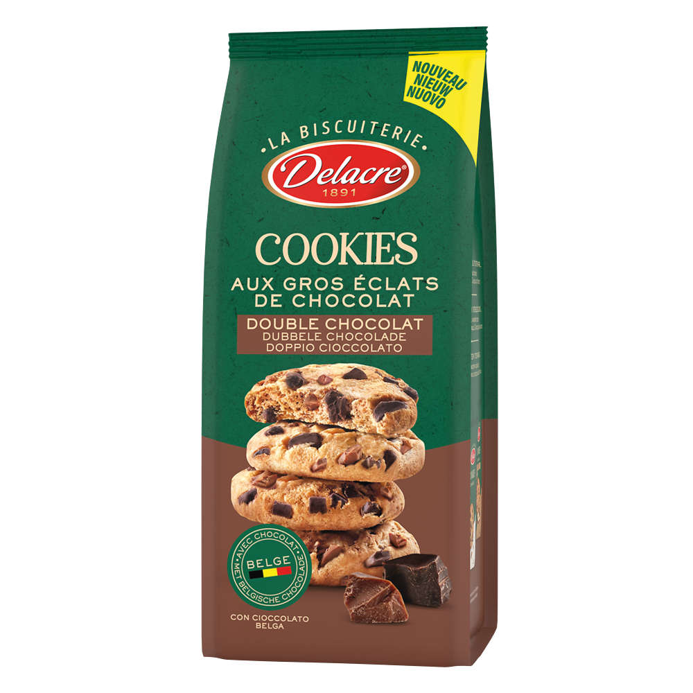 Biscuits cookies double chocolat DELACRE 136g