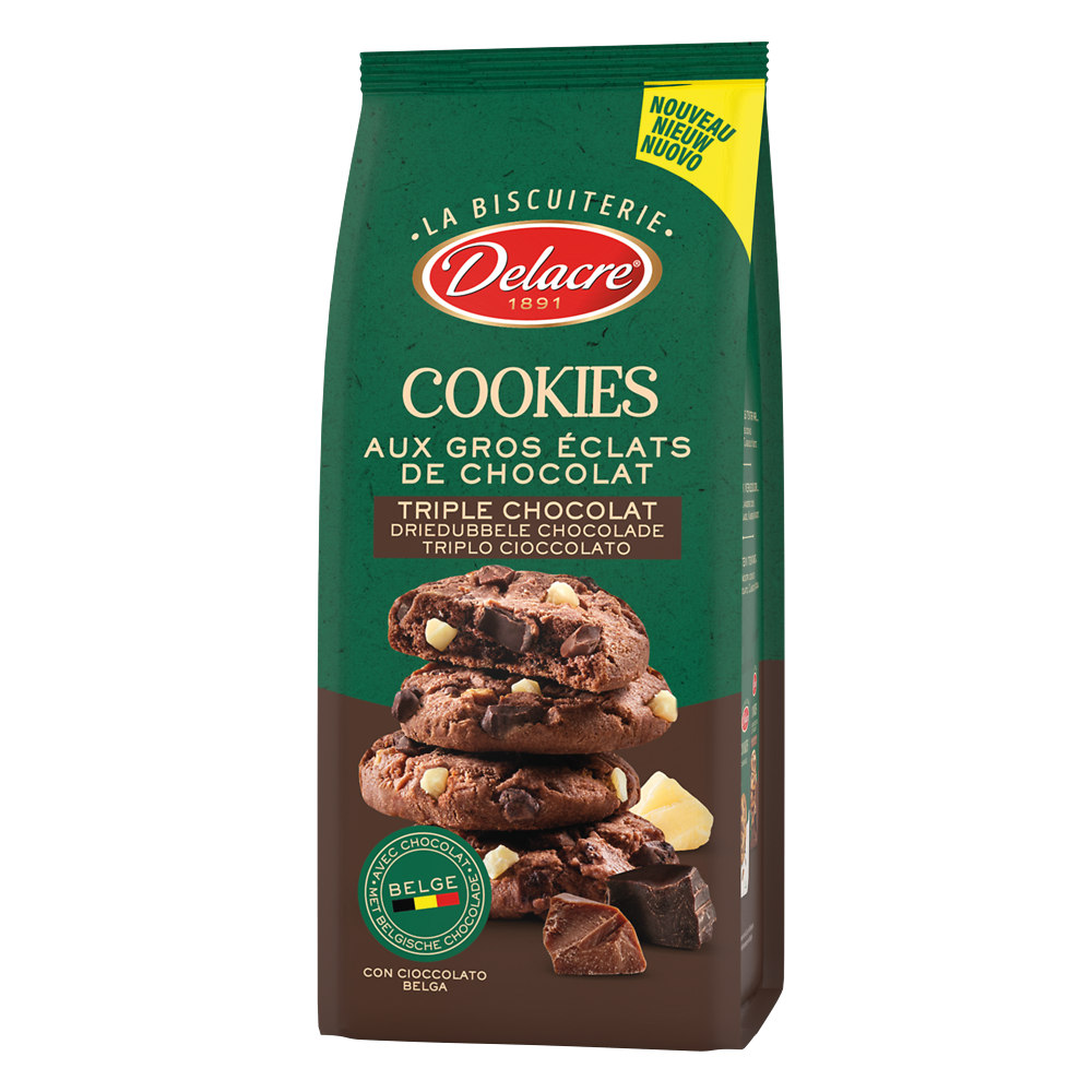 Biscuits cookies triple chocolat DELACRE 136g