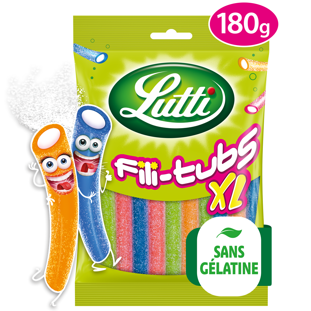 Bonbons Fili-Tubs XL piquants LUTTI - Sachet de 180g