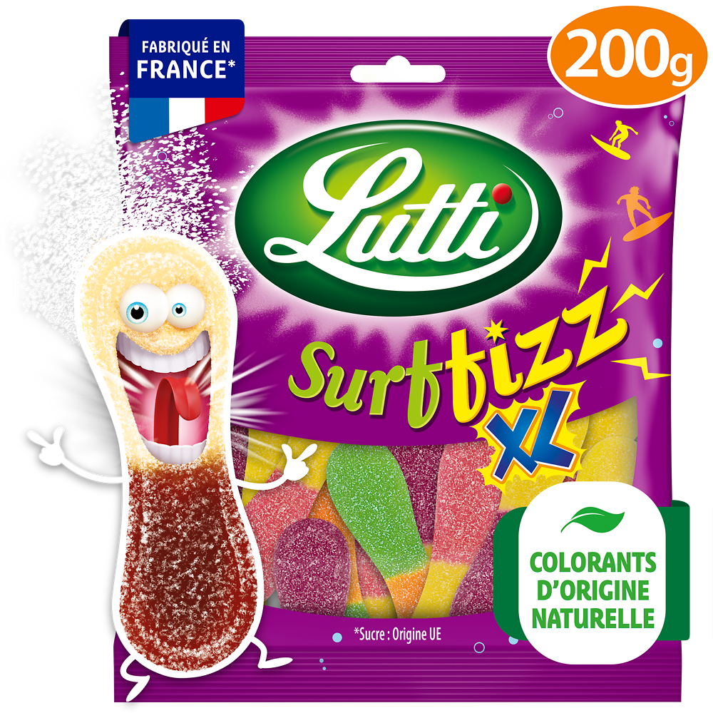 Bonbons Surfizz XL piquants LUTTI - Sachet de 200g