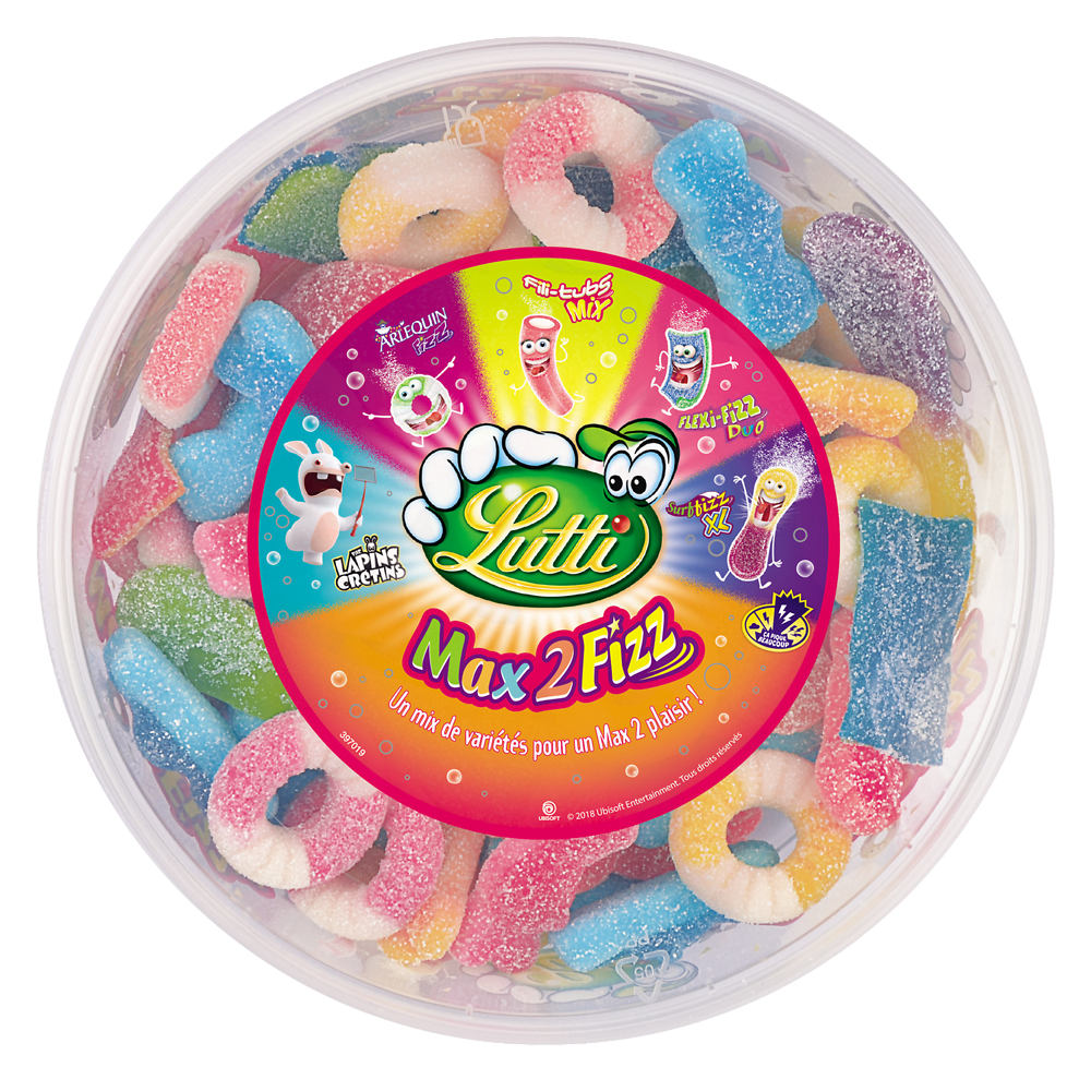 Bonbons Assortiment Max 2 Fizz piquants LUTTI - Boîte de 550g