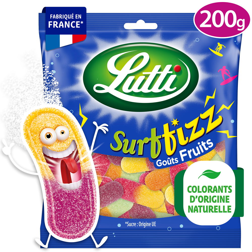 Bonbons Surfizz aux fruits LUTTI - Sachet de 200g