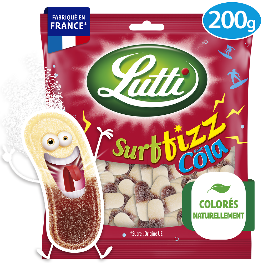 Bonbons Surfizz Cola piquants LUTTI - Sachet de 200g