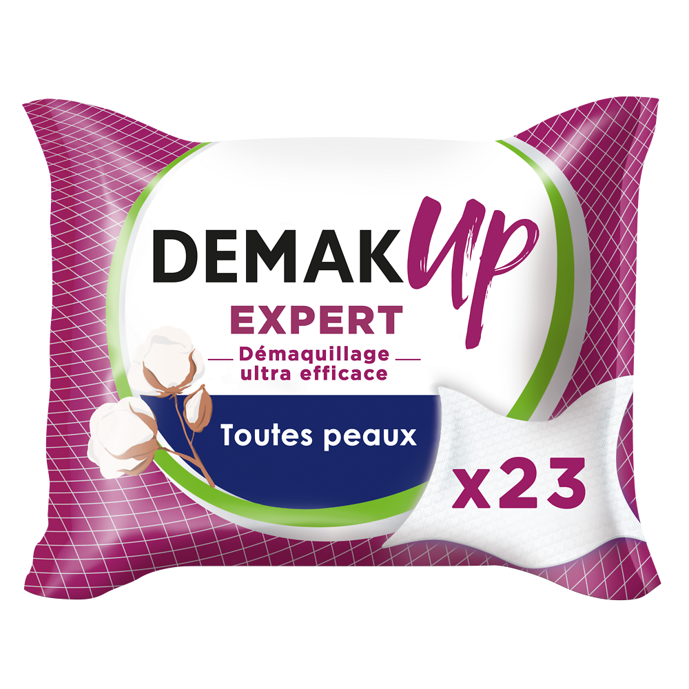 Lingettes démaquillantes expert tous types de peaux DEMAK'UP, x23