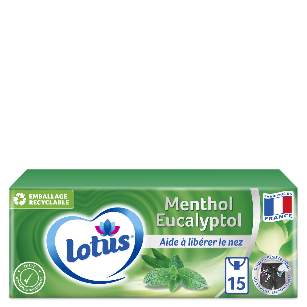 Mouchoirs au menthol et eucalyptus LOTUS, 15 étuis