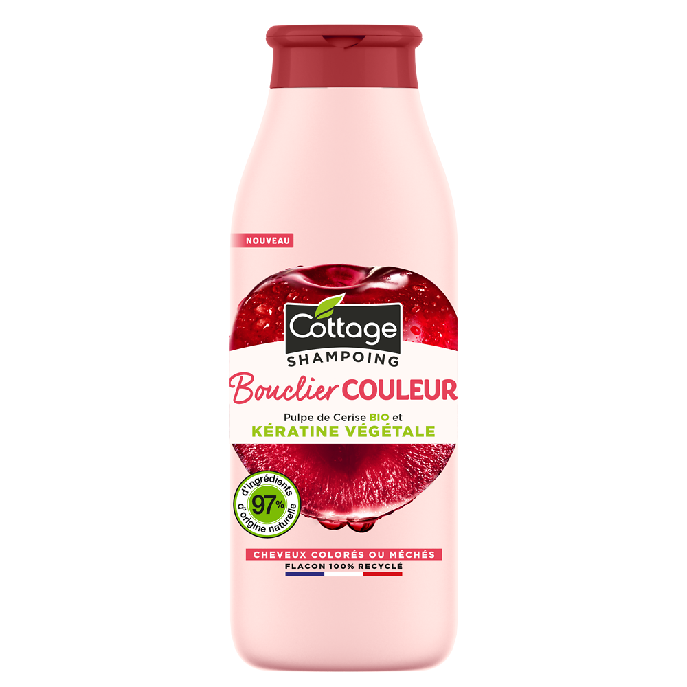 Shampooing bouclier à la pulpe de cerise et à la kératine, 97% naturelbio, 250ml