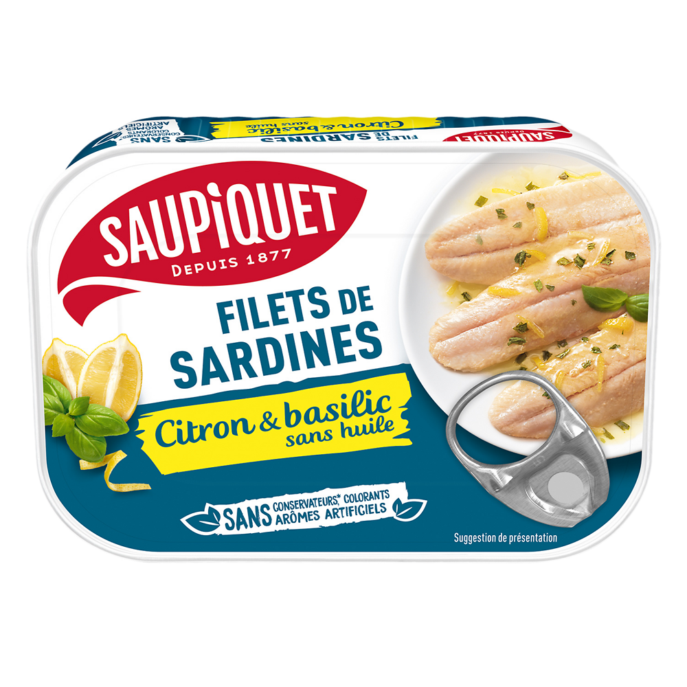 Filets de sardines citron et basilic SAUPIQUET - 100g