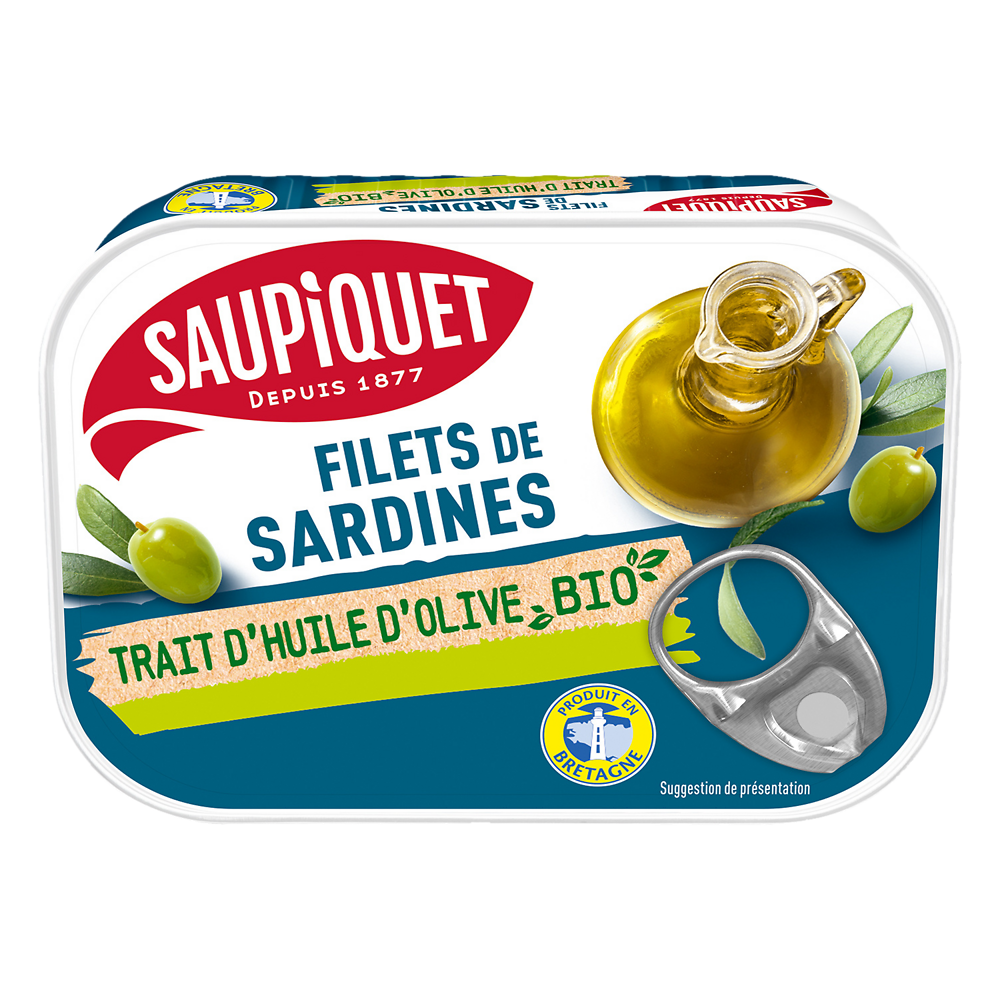 Filet de sardines bio à l'huile d'olive SAUPIQUET 70g