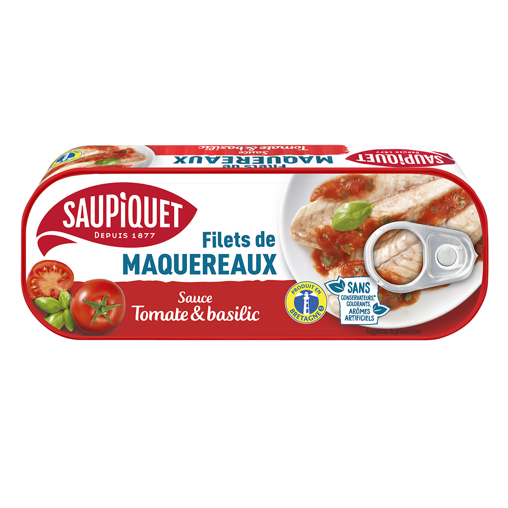 Filets de maquereaux sauce tomate et basilic  SAUPIQUET - 169g