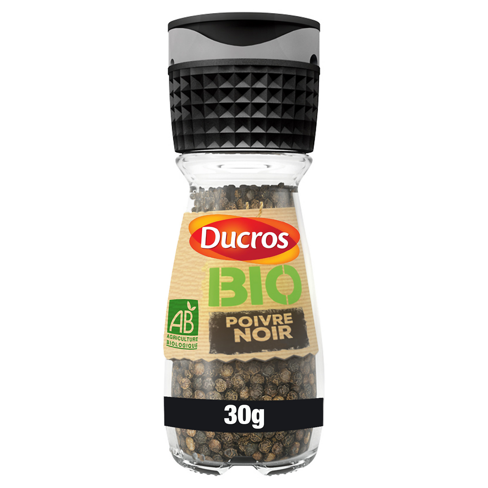 Moulin poivre noir grains bio DUCROS 30g