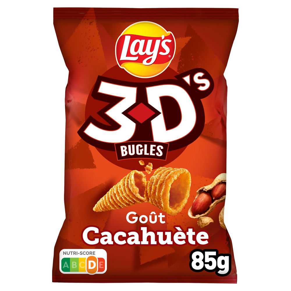 Biscuits apéritif LAY'S 3D'S BUGLES Goût cacahuète - 85g