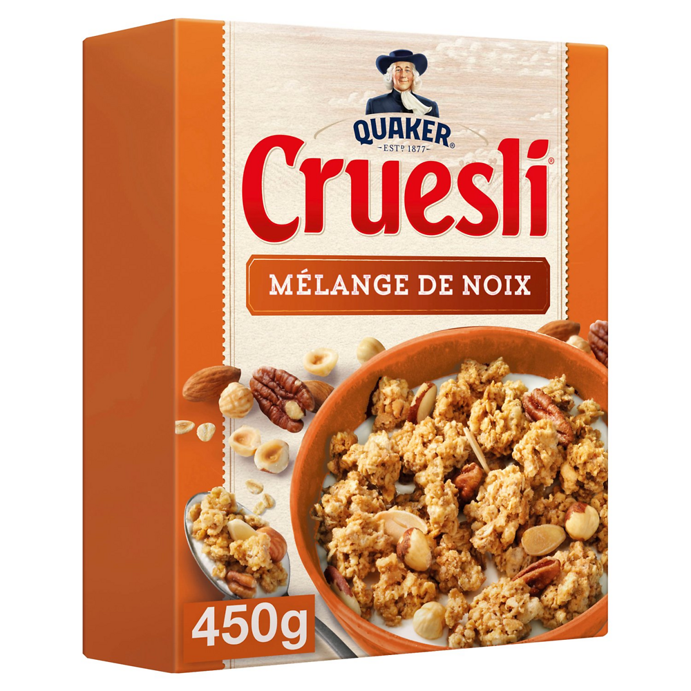 Céréales cruesli mélange de noix QUAKER, paquet de 450g