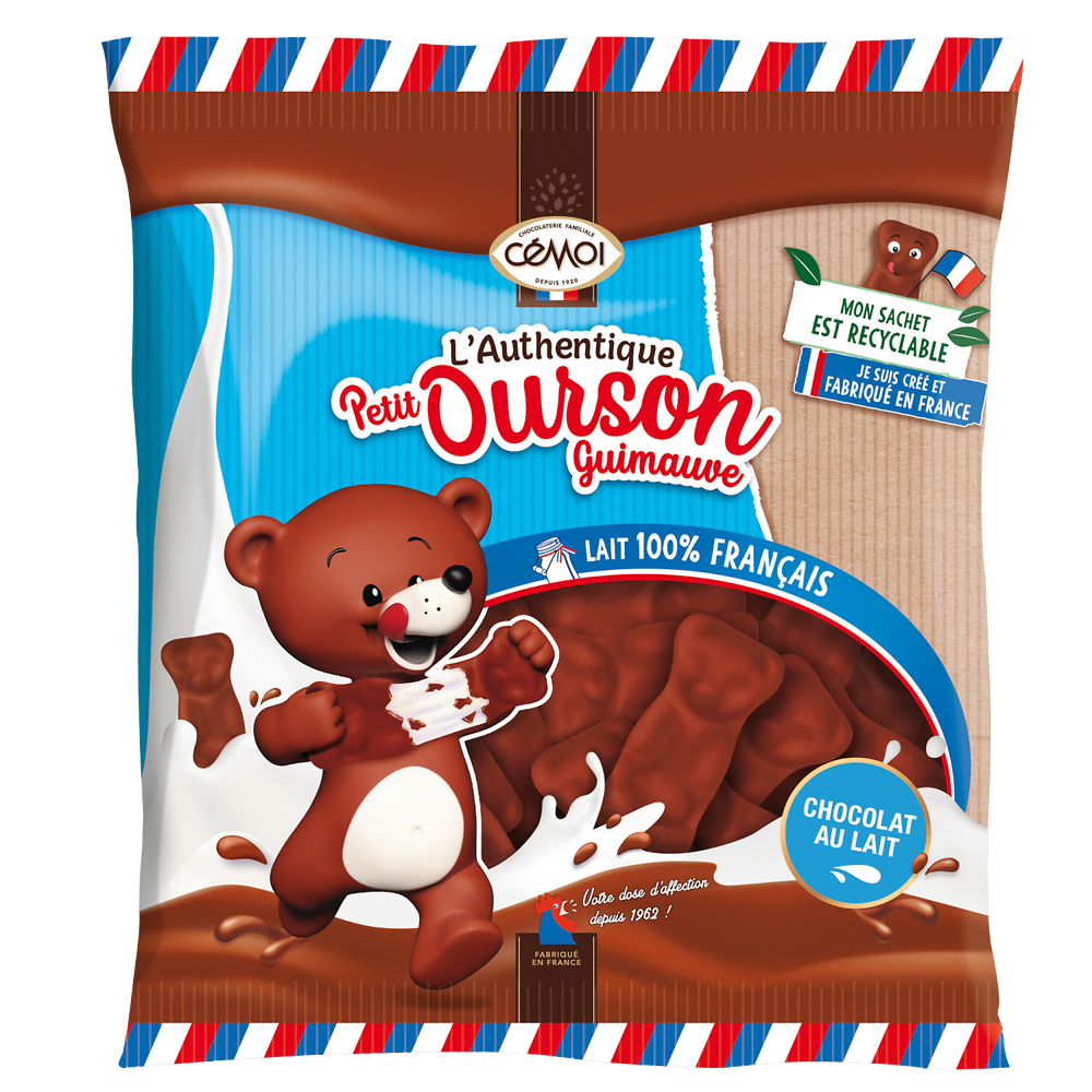 Bonbon Oursons guimauve enrobés de chocolat CEMOI 170g