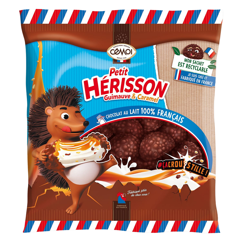 Bonbon Hérisson guimauve caramel enrobés de chocolat CEMOI 160g