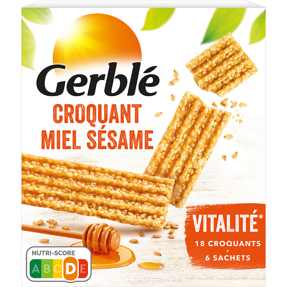 Biscuits croquants miel sésame  GERBLE  -  6x3,  162g