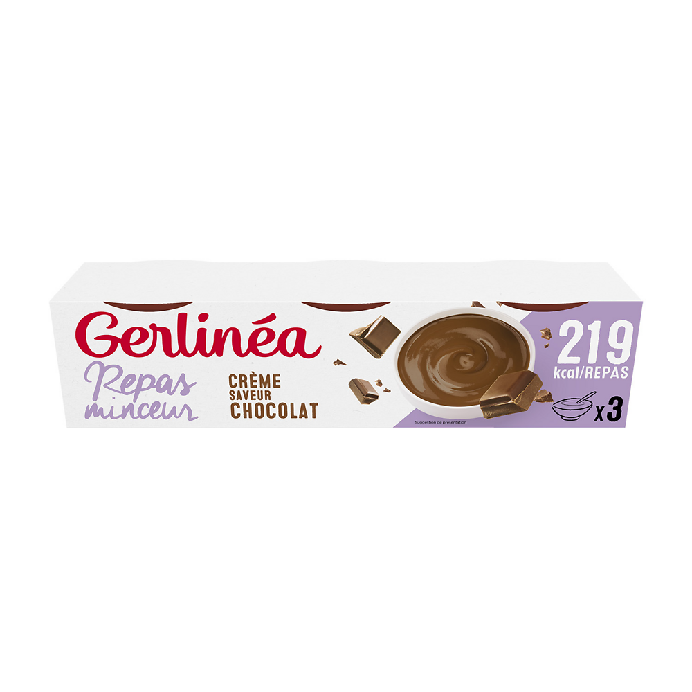 Coupelle Crème chocolat,  repas minceur GERLINEA  - x 3, 630g