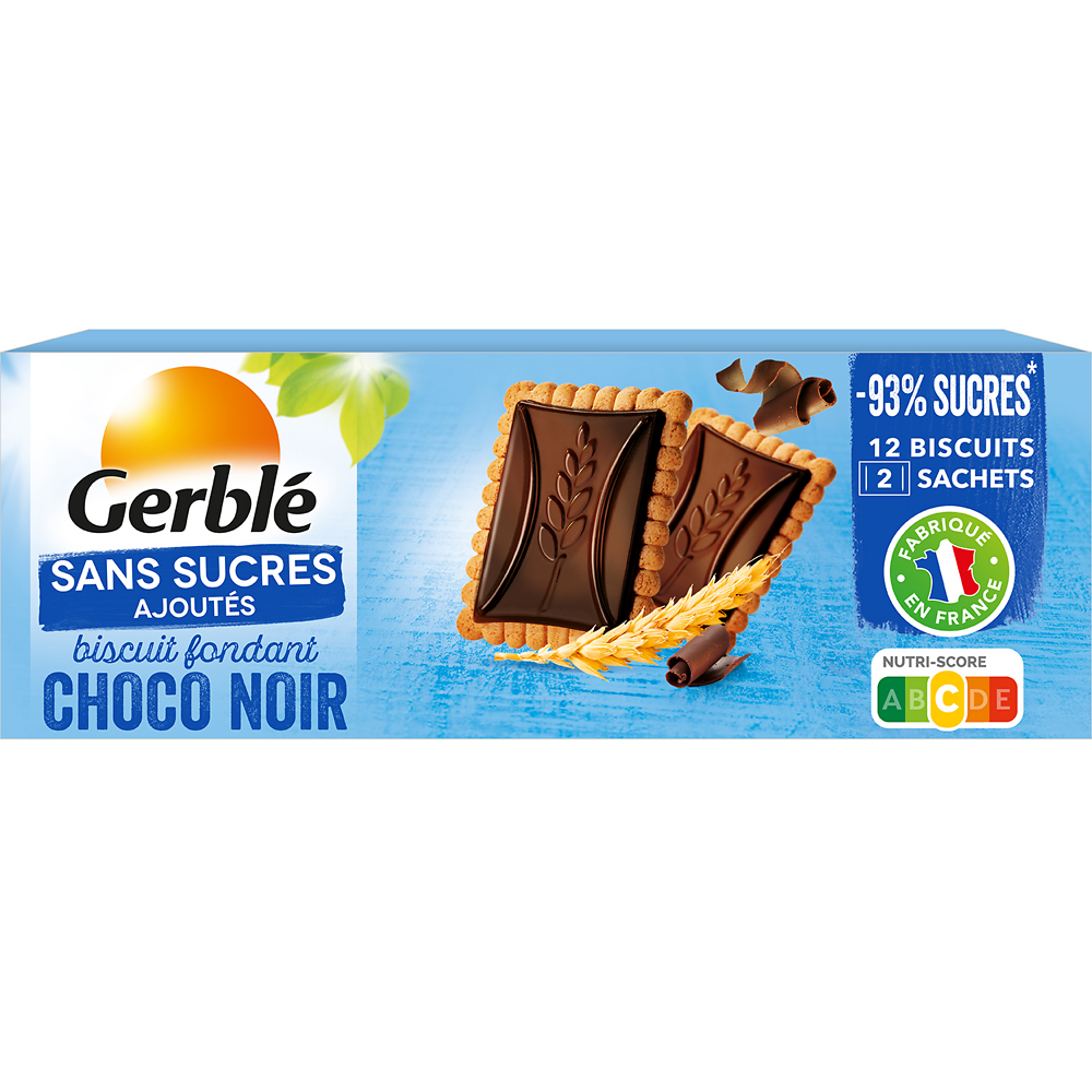 GERBLE - Biscuit fondant chocolat noir sans sucres ajoutés -  126g