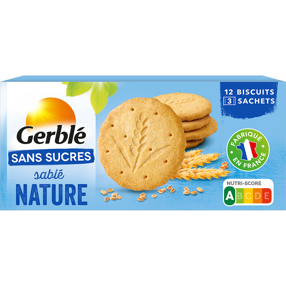 GERBLE - Biscuit sablé nature Sans Sucres -  132g