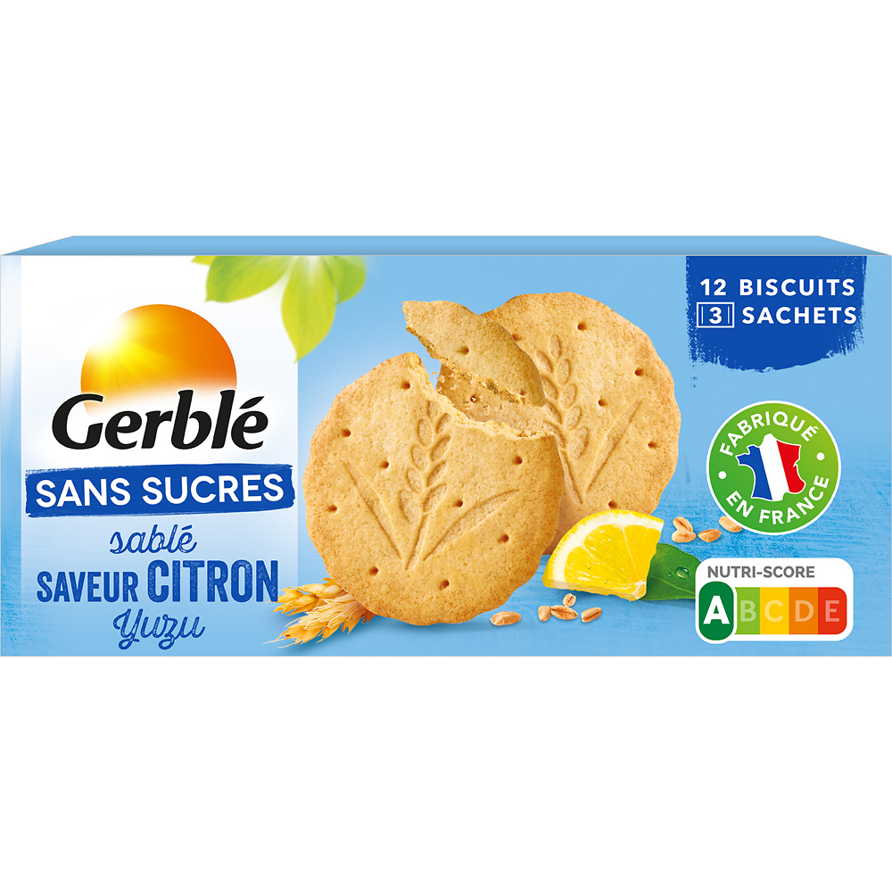 GERBLE - Biscuit Citron Yuzu Sans Sucres -  132g