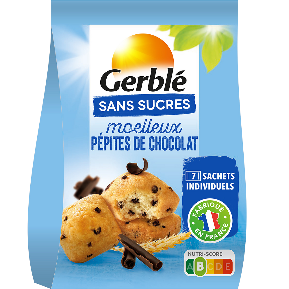 GERBLE - Moelleux  Pépites Chocolat Sans Sucres -  196g