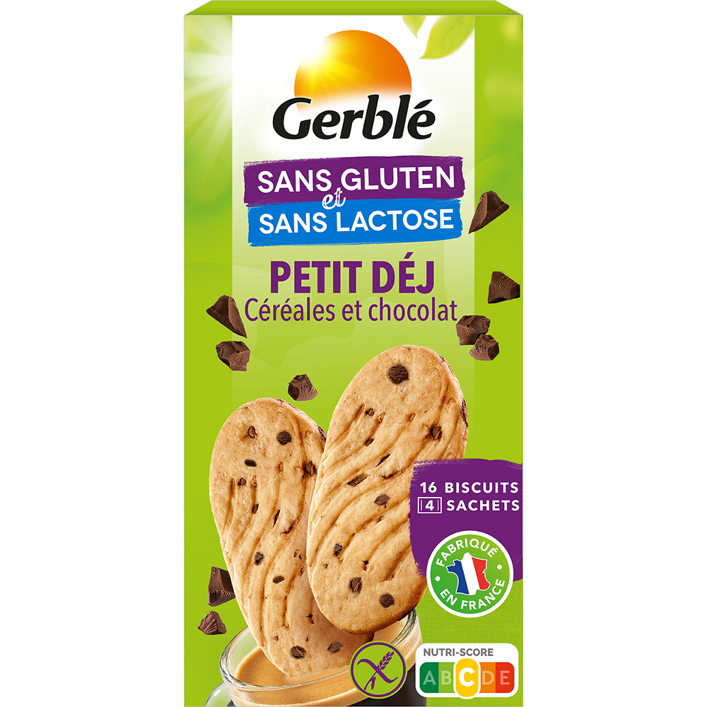 Biscuits Petit Déj Céréales Chocolat Sans Gluten GERBLE - 4x4, 200 g