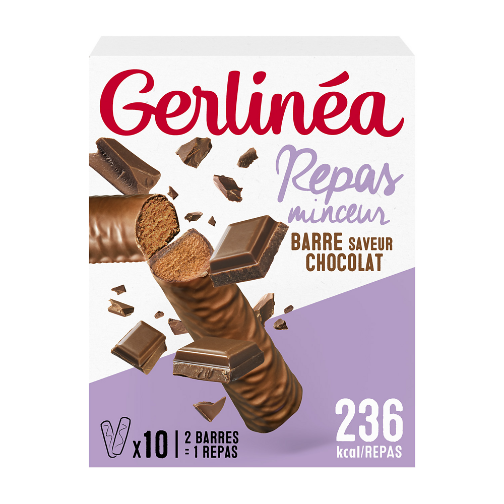 GERLINEA - Barre chocolat, repas minceur -  x10, 310g