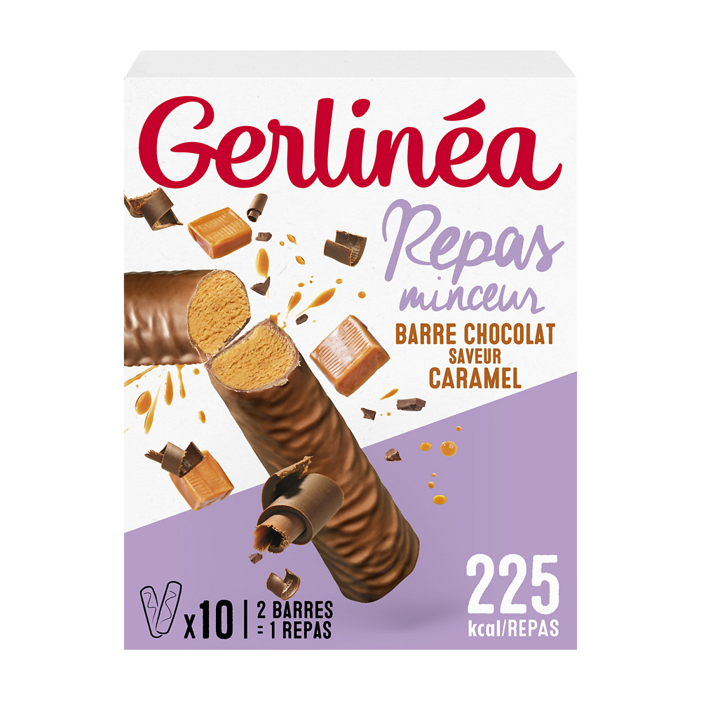 GERLINEA - Barre caramel, repas minceur -  x10, 310g