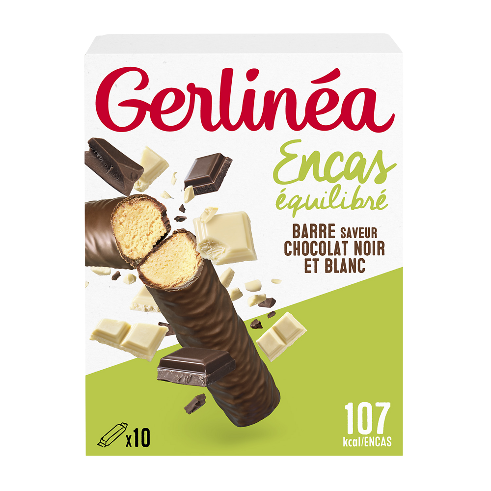 GERLINEA - Barre 2 chocolats, encas minceur -  x10, 310g