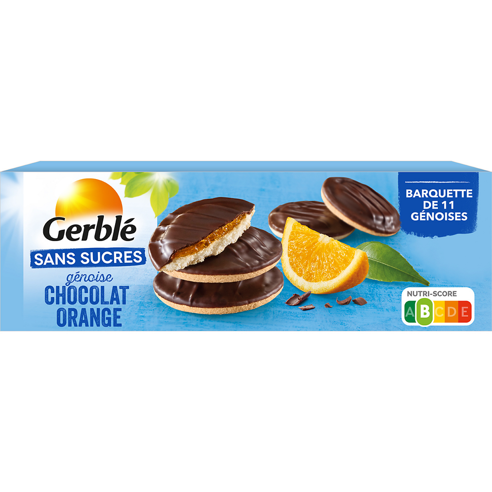 GERBLE - Biscuit génoise chocolat orange Sans Sucres -  140g