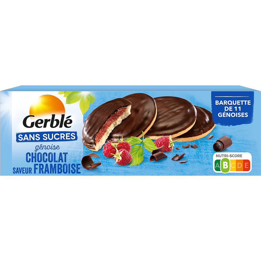 GERBLE - Biscuit génoise chocolat framboise Sans Sucres-  140g