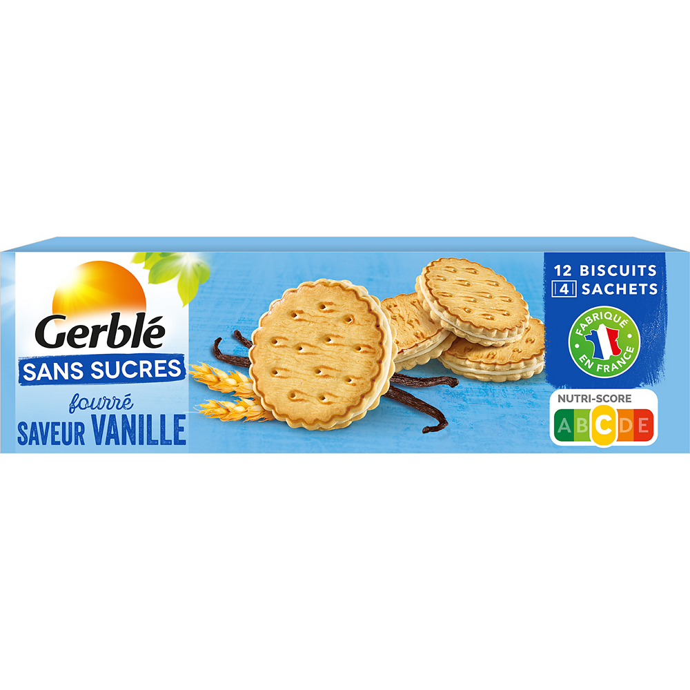 GERBLE - Biscuit fourré vanille Sans Sucres -  185g