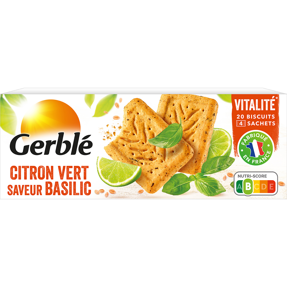 Biscuits sablés citron vert basilic GERBLE -  5x4, 200g