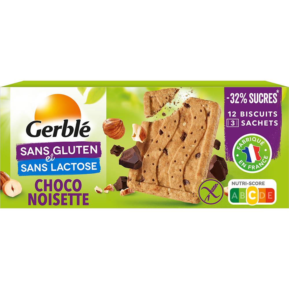 Biscuits  Choco Noisette Sans Gluten GERBLE  -  3x4, 150 g