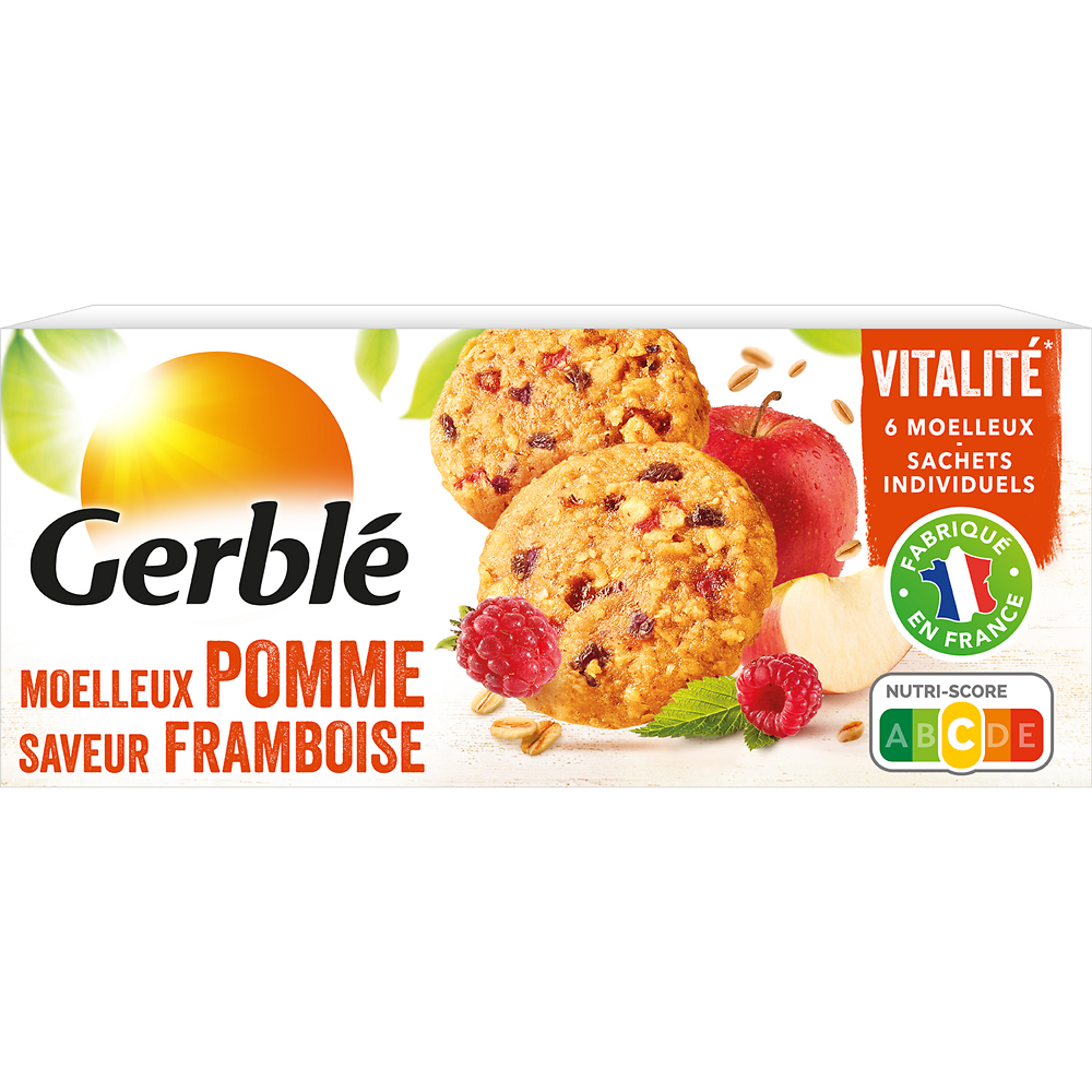 Biscuits moelleux pomme framboise  GERBLE -  x6, 138g