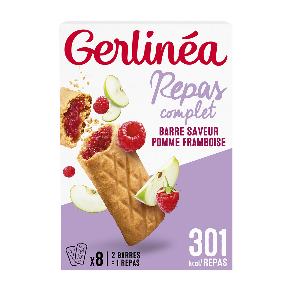 Barre fourrée framboise repas minceur GERLINEA  - x8, 360g