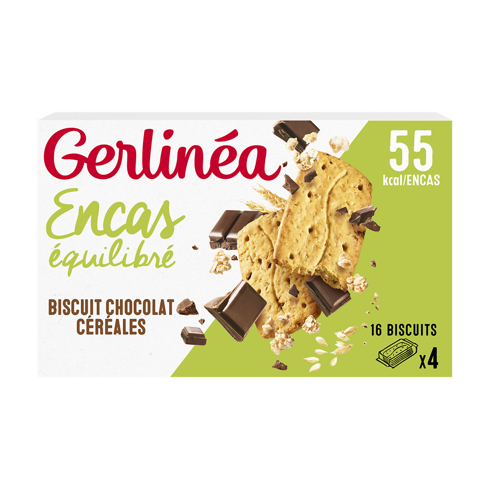 Biscuits minceur chocolat cereales GERLINEA  -  4x4, 200g