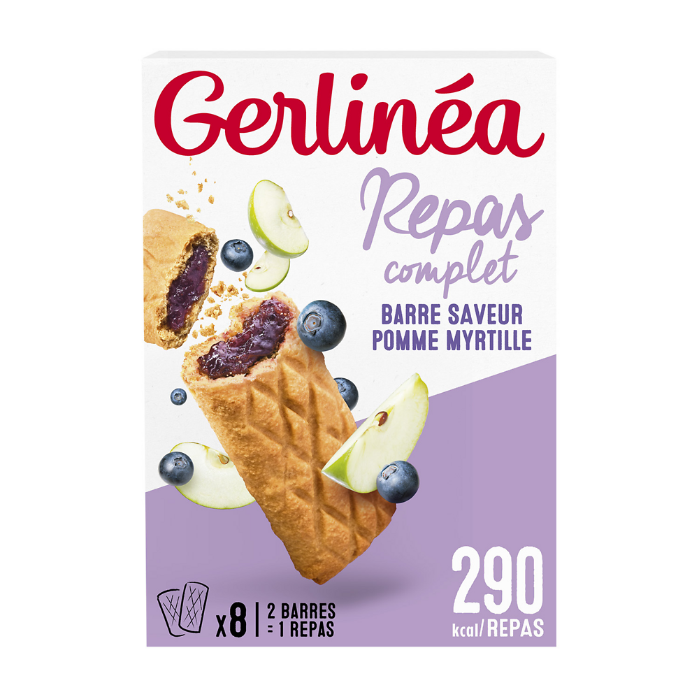 Barre fourrée myrtille repas minceur GERLINEA  - x8, 360g